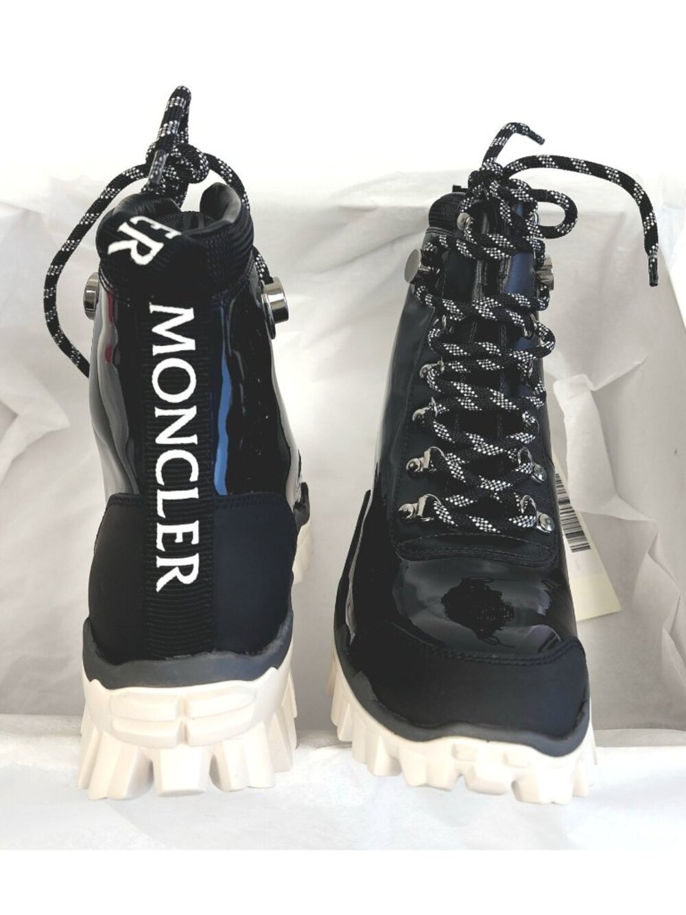 Moncler Helis Women's Leather Hiking Combat Ankle Boots Black Size 36.5 / US 6.5 - Picture 3 of 4